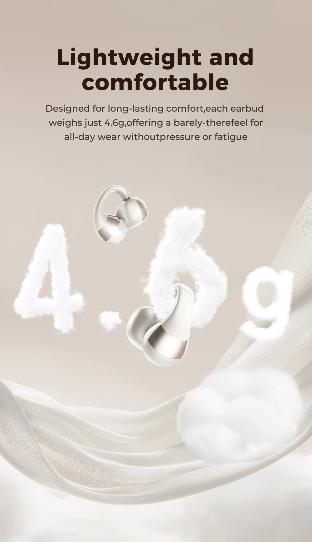 【HTC NE56】 Bluetooth V6.0 Earphones OWS Ear clip Sports Wireless Headphones Noise Reduction Calls Ultra-light Earclip Earbuds