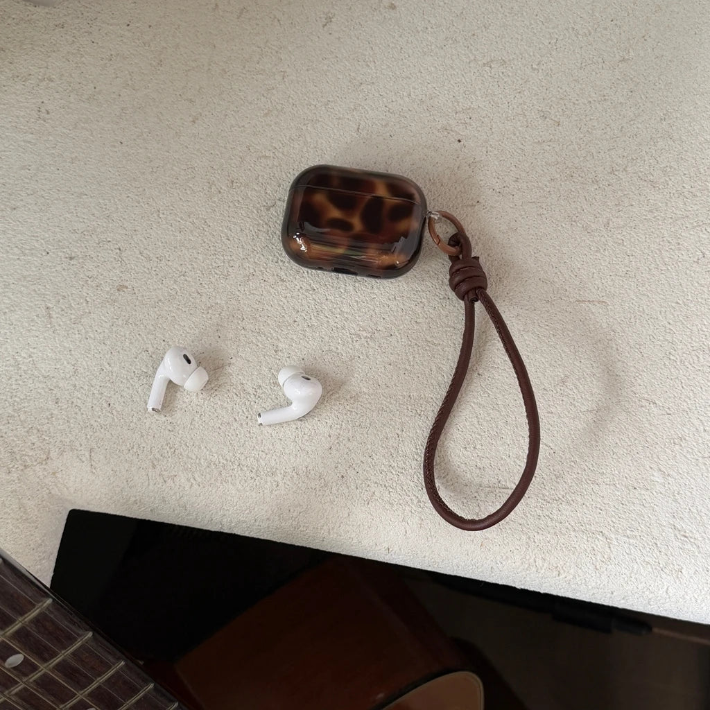 Advanced Stylish Brown Amber Pattern With Lanyard Earphone Case Cover for AirPods 1 or 2 3 4 Pro 2 Pro 3