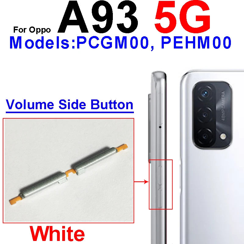 Volume Pwoer Side Button For OPPO A93 A94 A95 4G 5G Up Down Volume ON OFF Power Switch Side Keys Flex Cable Repair Parts