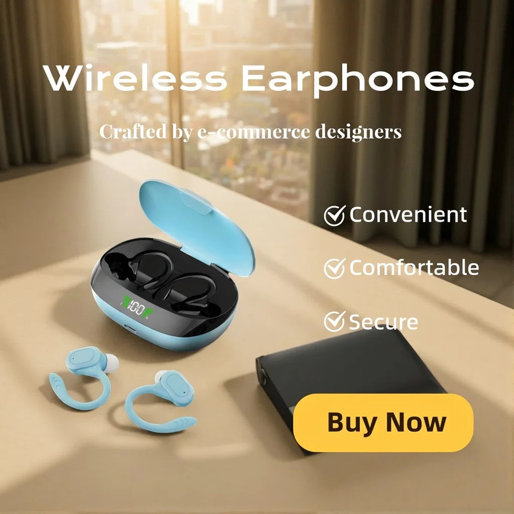 Earhook Bluetooth Headphones Wireless Over-Ear Headset with Microphone for Sports Running Earbuds with Volume Control Earphones