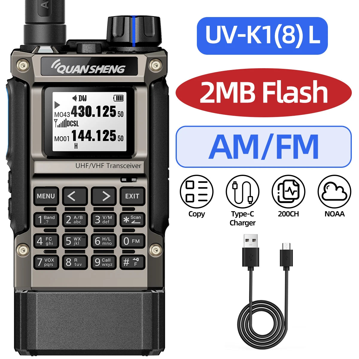 Quansheng UV-K1 L Mini Walkie Talkie Multi Band  Transceiver Wireless Copy Frequency AM FM NOAA Upgrade UV-K5 (8) UV-K6