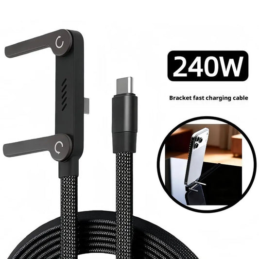 240w Fast Charging Foldable Bracket Data Cable With Built-in Holder Type-C To Type-C Uninterrupted Gaming 2026 NEW