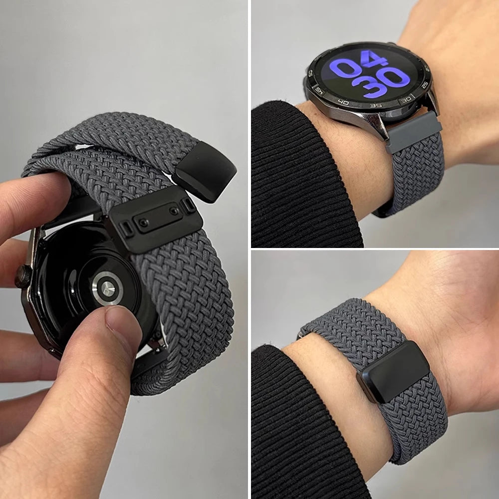 Magnetic Braiede Nylon Loop Band for HUAWEI watch GT 6 pro 46mm elastic Accessories Bracelet correa gt6 gt5 22mm watch straps
