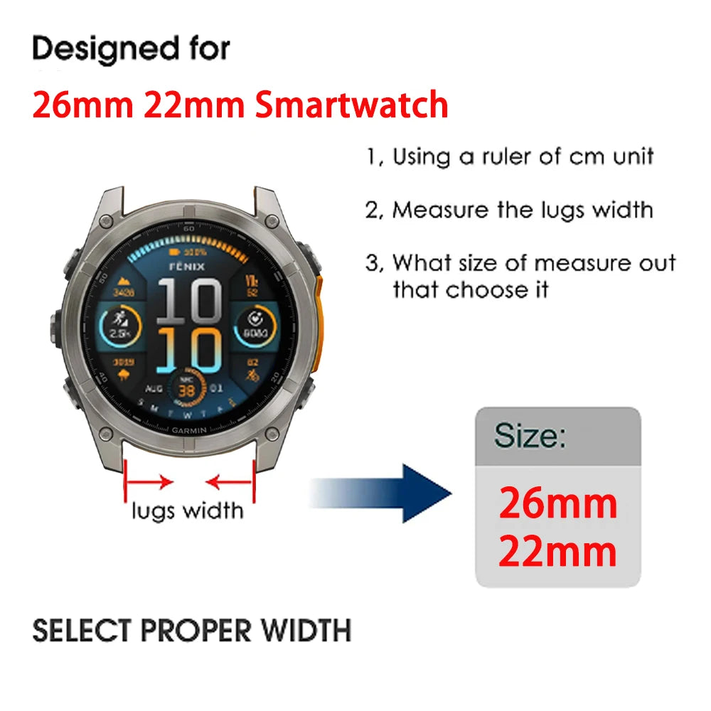 QuickFit 26 22mm Silicone Sport Watch Band for Garmin Fenix 7 7X PRO 6 6X GPS 5 5X Plus 3 HR Epix Pro instinct 2X Strap Bracelet
