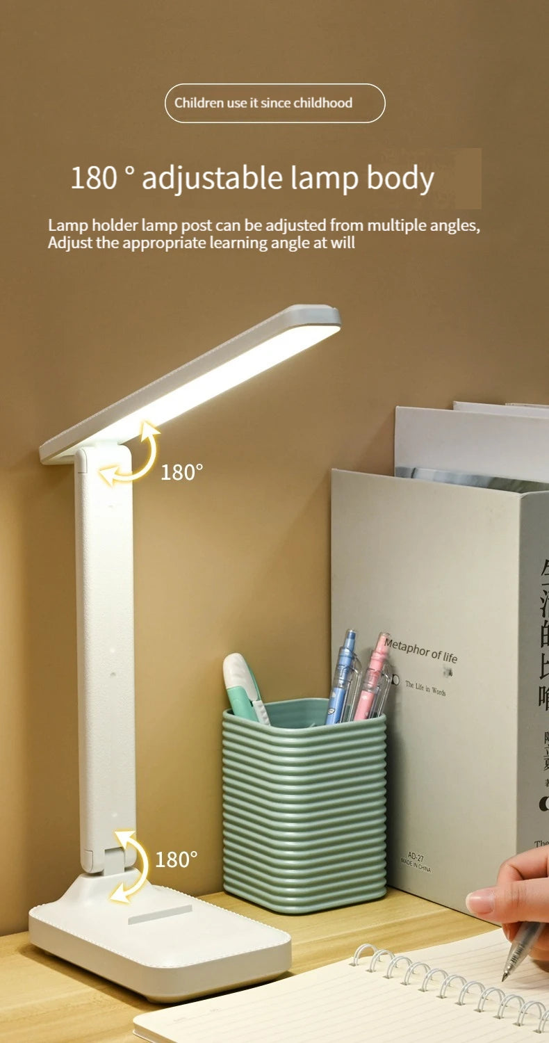 Foldable eye protection desk lamp, supports three-speed dimming, supports USB charging and plug-in two styles, and has learning