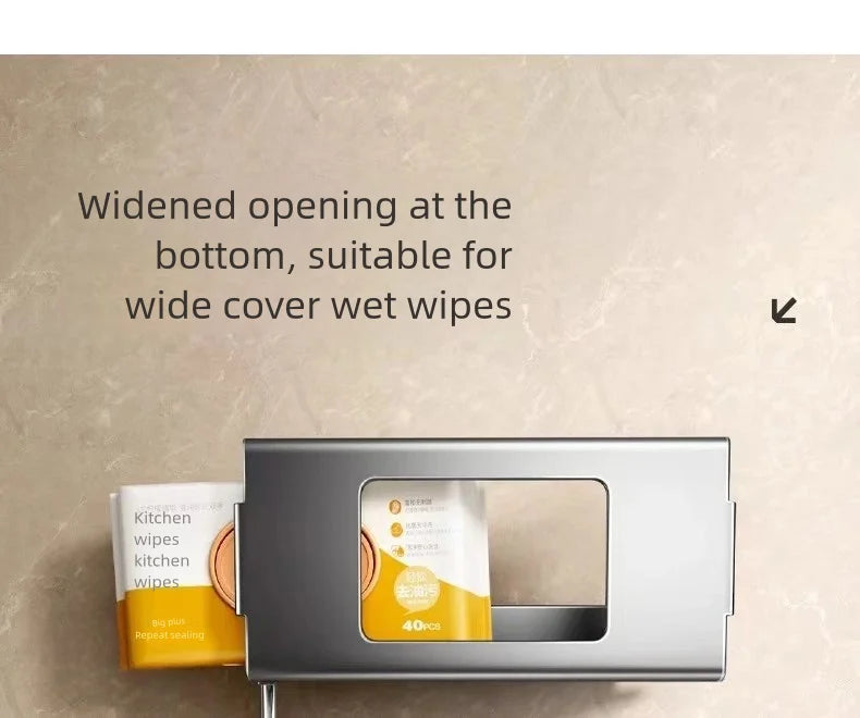 Thickened stainless steel kitchen wet wipe storage box, tissue holder, hanging cabinet tissue box, storage, cloth, plastic wrap,