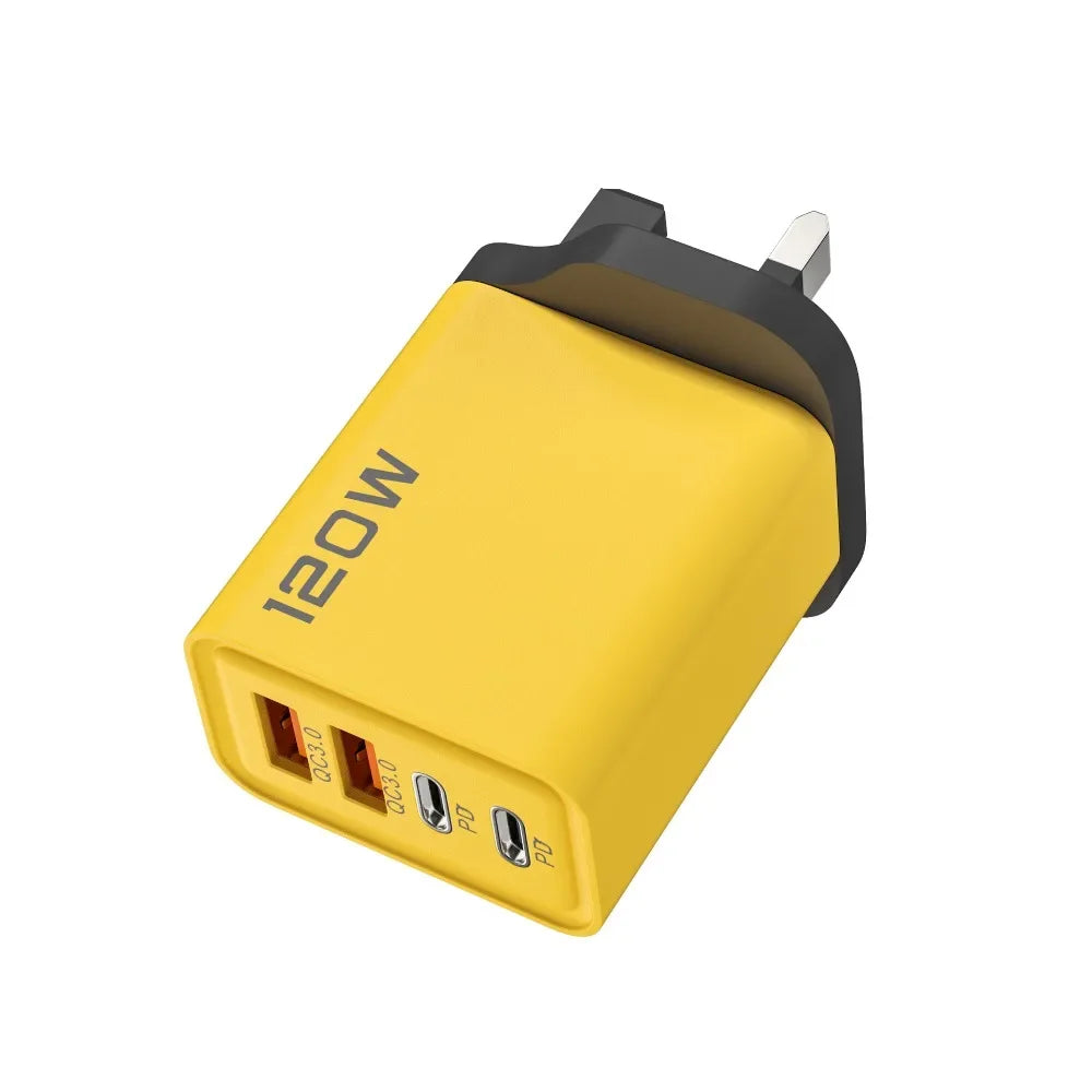 120W Total Fast Charging Quick Charger PD USB Type-C Wall Adapter for iPhone 16/15/14 Xiaomi Huawei Redmi Oneplus -Phone Charger