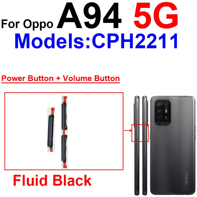 Volume Pwoer Side Button For OPPO A93 A94 A95 4G 5G Up Down Volume ON OFF Power Switch Side Keys Flex Cable Repair Parts