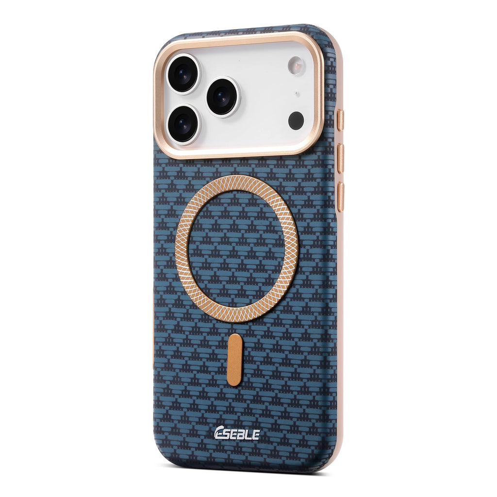 Luxury Business Bitmap Leather Magnetic Phone Case For iPhone 17 16 15 14 13 Pro Max 17Pro 17Air Metal Lens Button Bumpe Cover