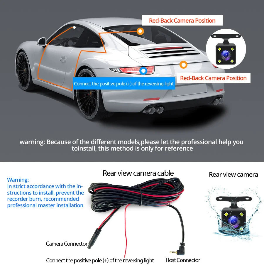 4.3 Inch 1080P Dual camera Dash Cam For Cars Optional 1080P Rear Car Camera Night Vision Loop Recording Wide Angle Car DVR Came