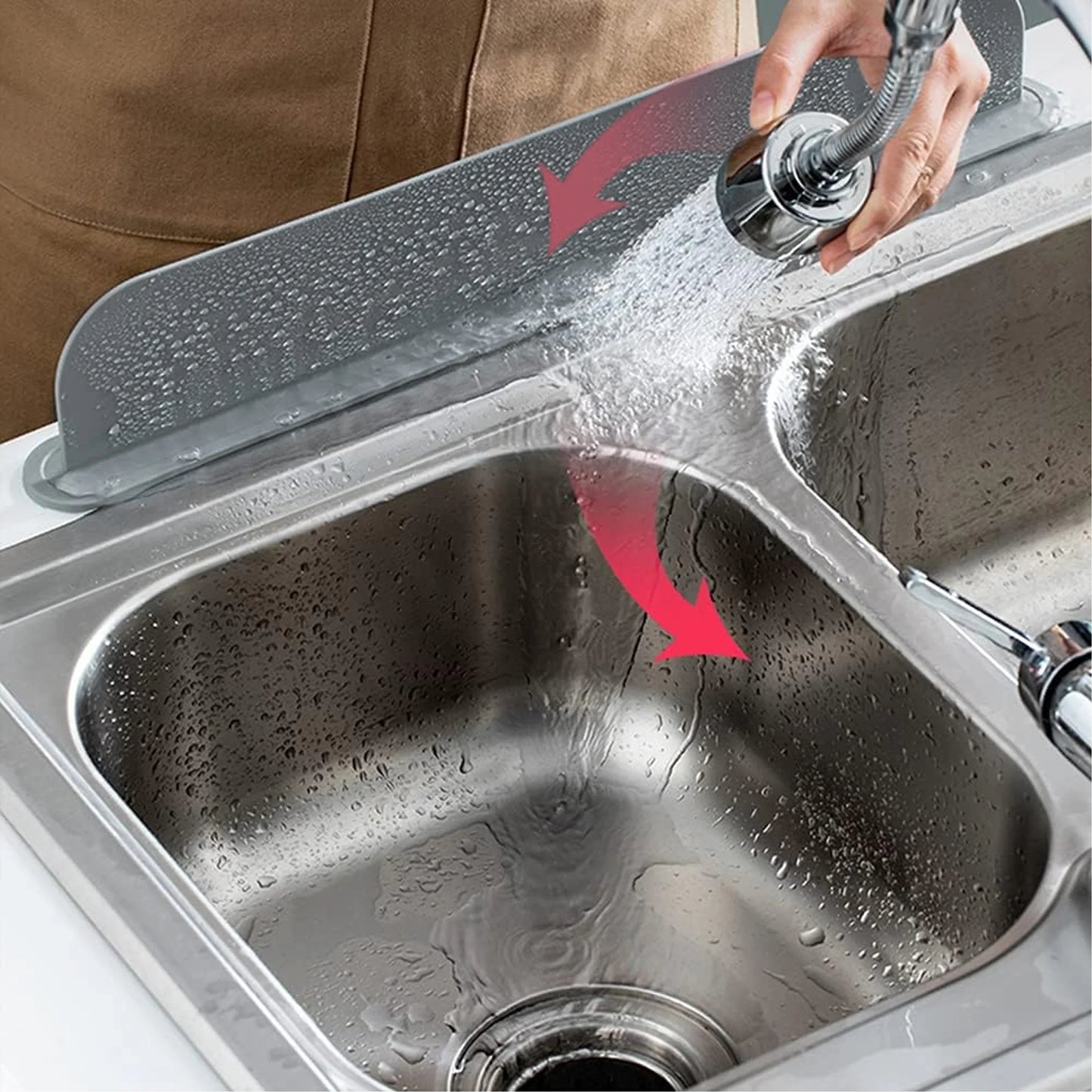 Soft Silicone Kitchen Sink Partition Adhesive Splash Proof Dishwashing And Vegetable Washing Sink Splitter