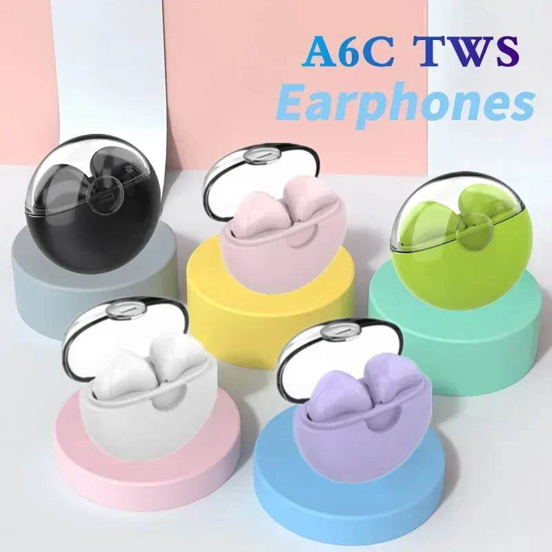 A6C Original Wireless earphones Dual In Ear headphones Ultra Long Standby Running Bass Sport earburds music headset with Mic