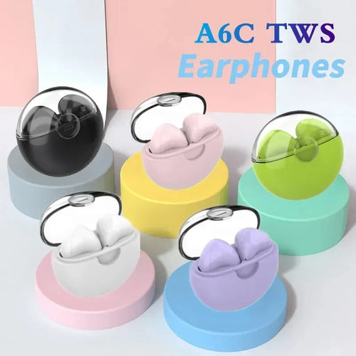 A6C Original Wireless earphones Dual In Ear headphones Ultra Long Standby Running Bass Sport earburds music headset with Mic