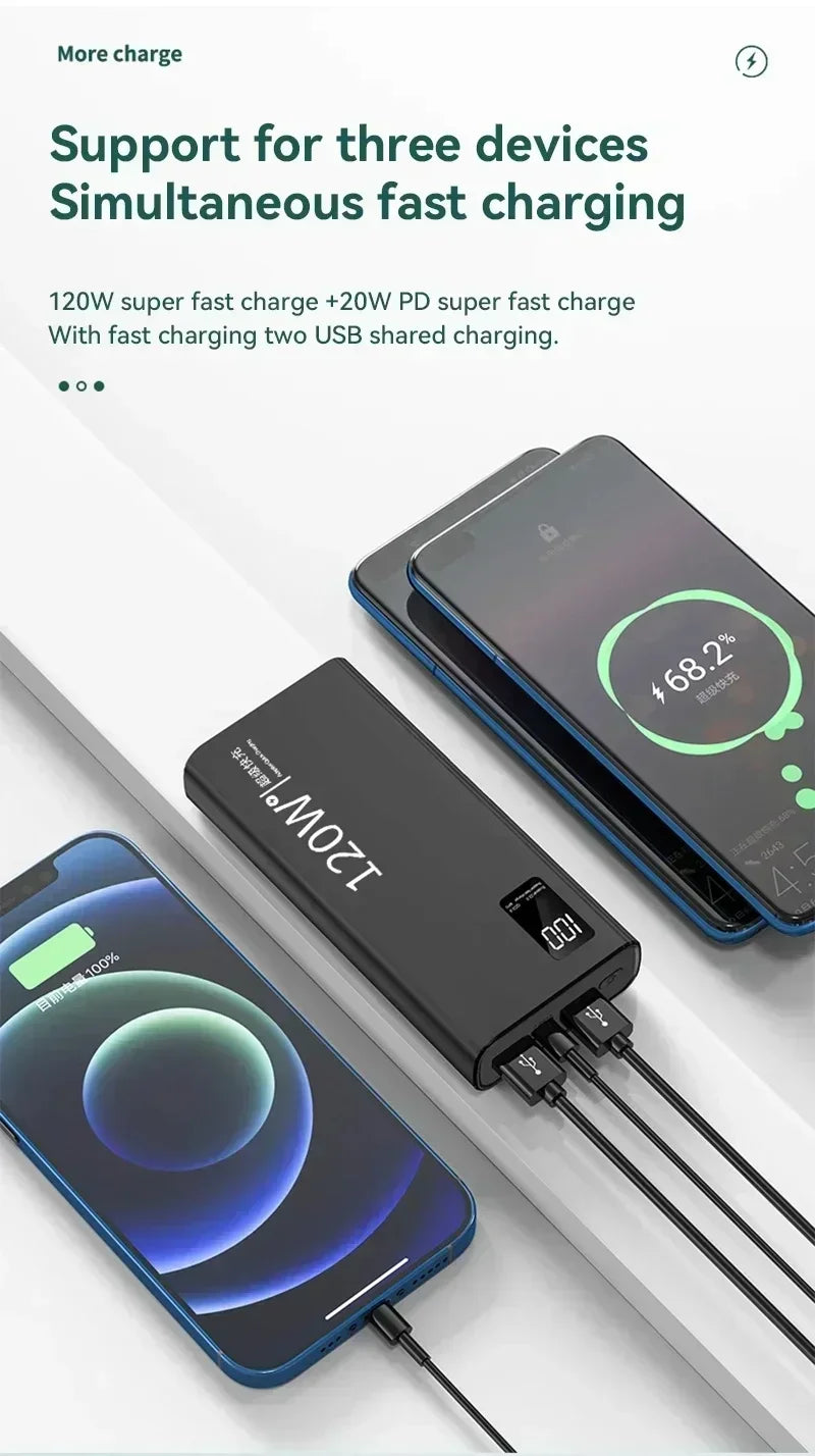 Xiaomi 50000mAh 120w Super Fast Charging External Battery Ultra Capacity PowerBank Portable LED Digital Display For IPhone