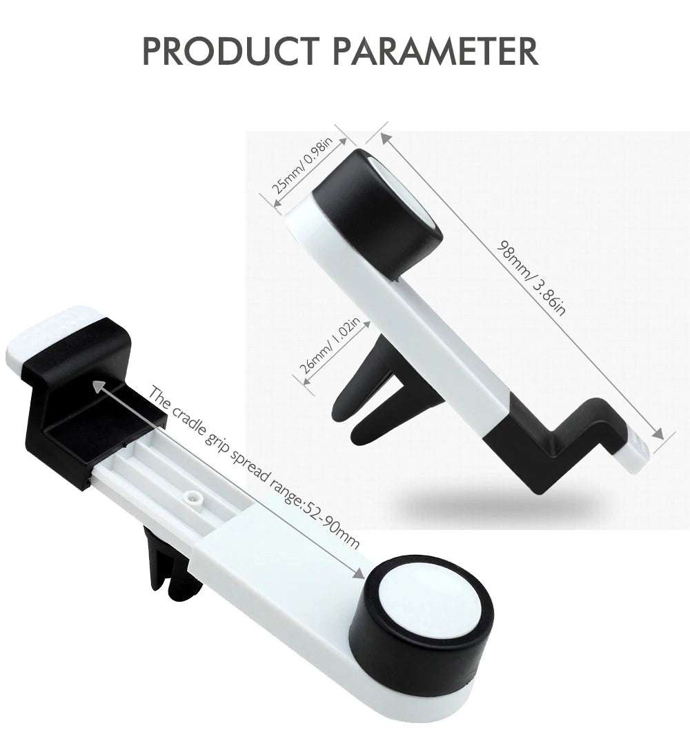 Portable Car Air Vent Mount for Mobile Phones 360 Degree Rotation Adjustment Compatible with 3.5-6.3 Inch Phones