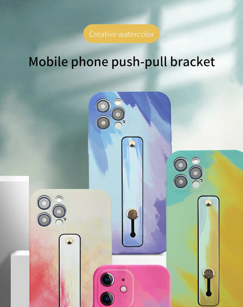 Portable Push-pull Phone Holder Slide Stand Multi-function Ring Buckle Lazy Desktop Sticky Rainbow Phone Silicone Ring Grip