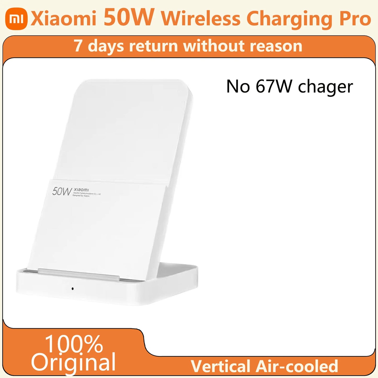Original Xiaomi 50W Pro Vertical Air-cooled Wireless Charging  Fast Charging Qi Stand for Xiaomi 14/13/12S Ultra/10 New