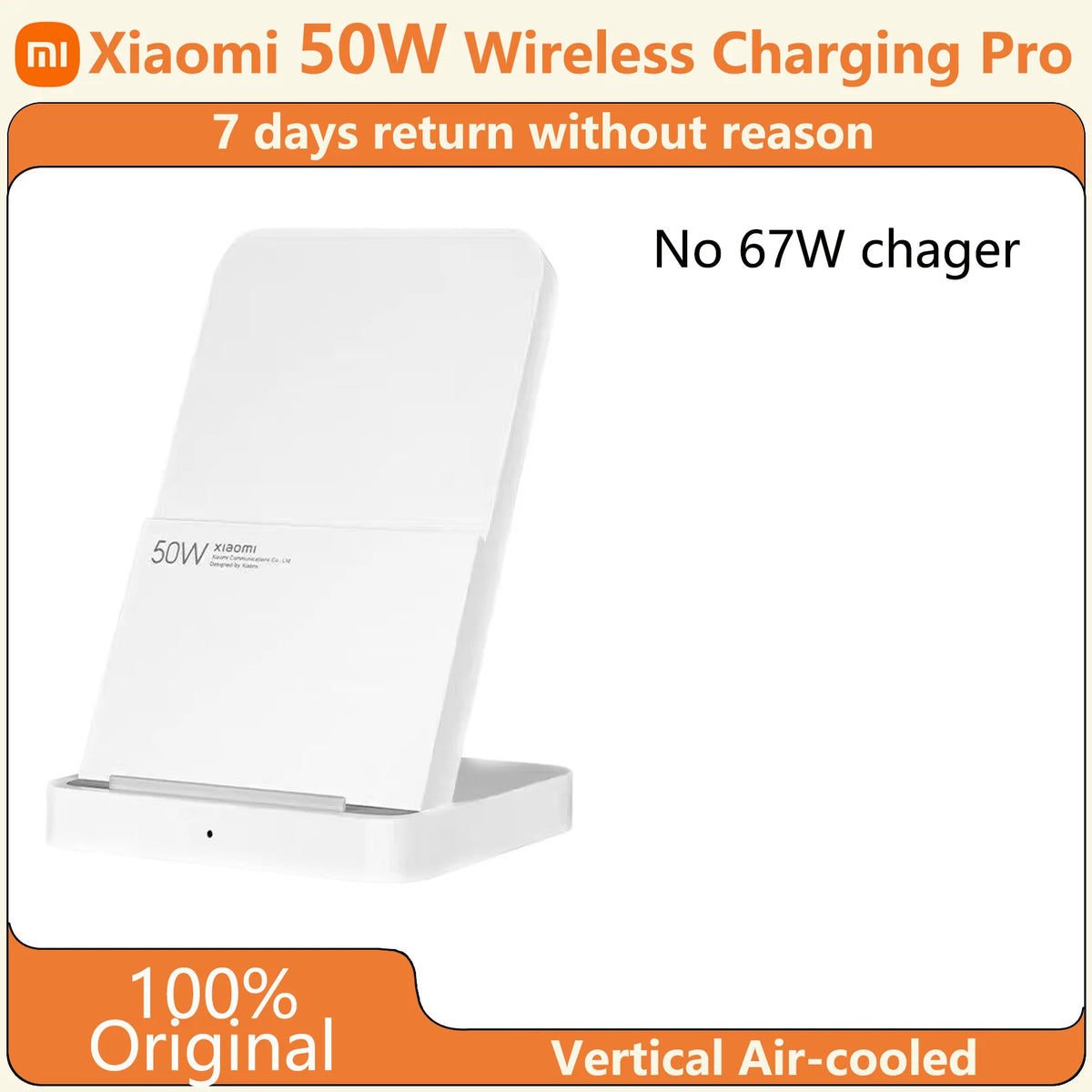 Original Xiaomi 50W Pro Vertical Air-cooled Wireless Charging  Fast Charging Qi Stand for Xiaomi 14/13/12S Ultra/10 New