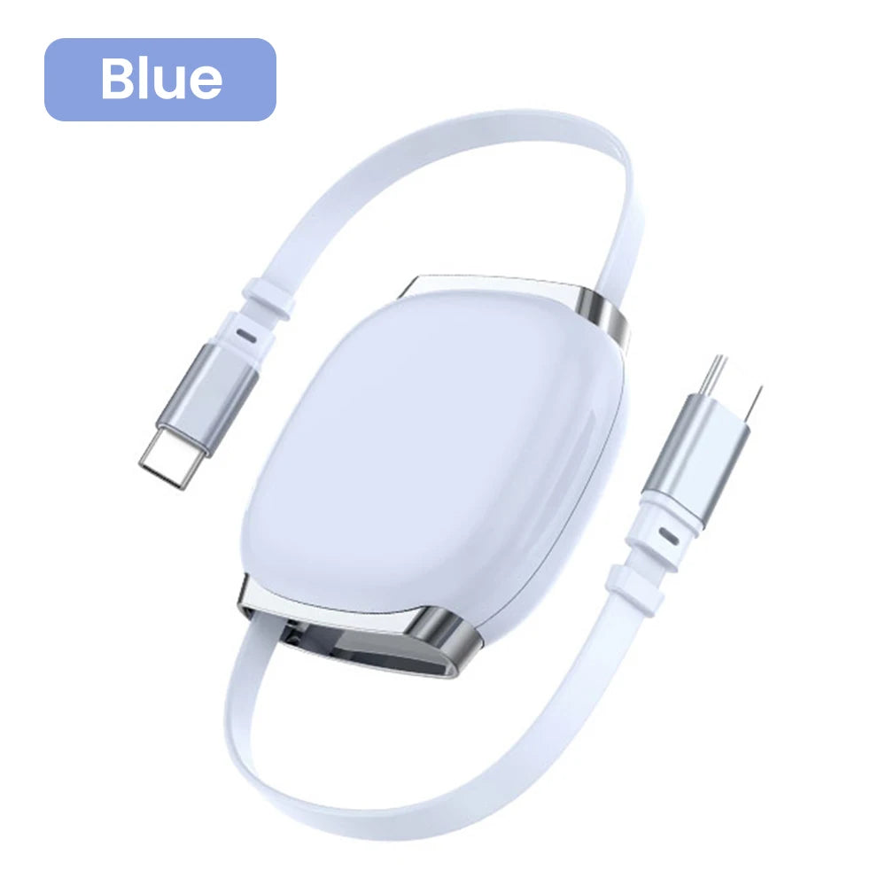 USB C to USB C Cable 100W for iPhone 16 15 Plus Pro Max Retractable Cable For MacBook iPad Fast Charger Cable Charger Data Wire
