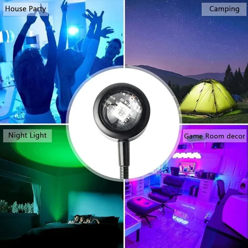 USB Sunset Projection Lamp Rainbow Atmosphere Night Light Sunset Light for Photography Selfie Coffee Store Live Wall Decoration