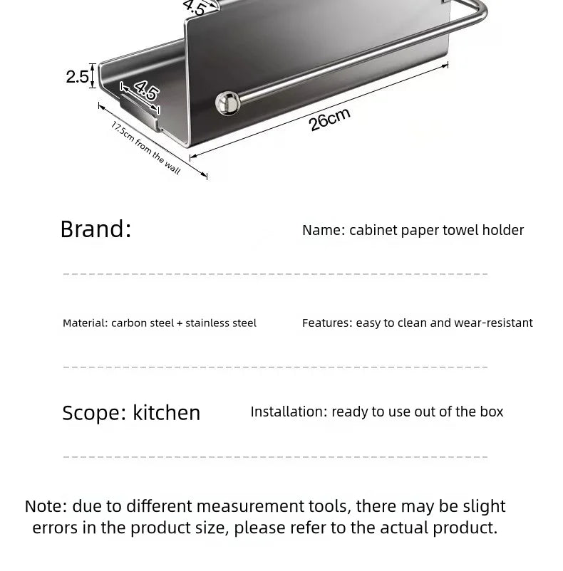 Thickened stainless steel kitchen wet wipe storage box, tissue holder, hanging cabinet tissue box, storage, cloth, plastic wrap,