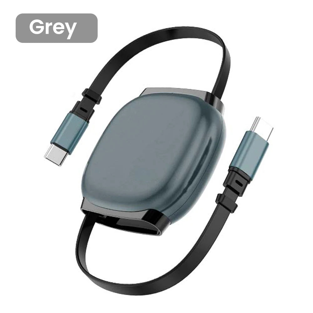 USB C to USB C Cable 100W for iPhone 16 15 Plus Pro Max Retractable Cable For MacBook iPad Fast Charger Cable Charger Data Wire