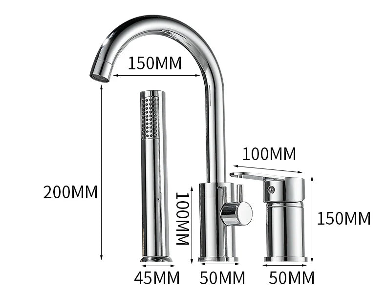 Bathroom Bathtub Shower Faucet with Swivel Tub Spout and Handhold Shower Brass Wall Mounted Hot Cold Water Mixer Bath Tap
