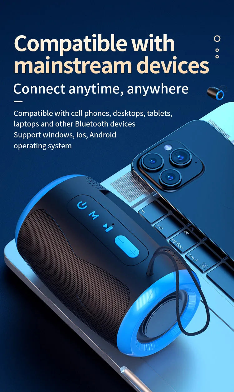 TSN-1 Portable Speaker Wireless Bluetooth Speakers with 5.3 Stereo FM/SD/USB Disk/Aux Modes Waterproof for Outdoor Hifi Sound