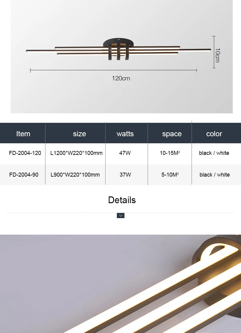 FANPINFANDO Modern Led Ceiling Lights For Living Room Bedroom Matte Black/White Aluminum Kitchen Led Ceiling Lamps Fixtures