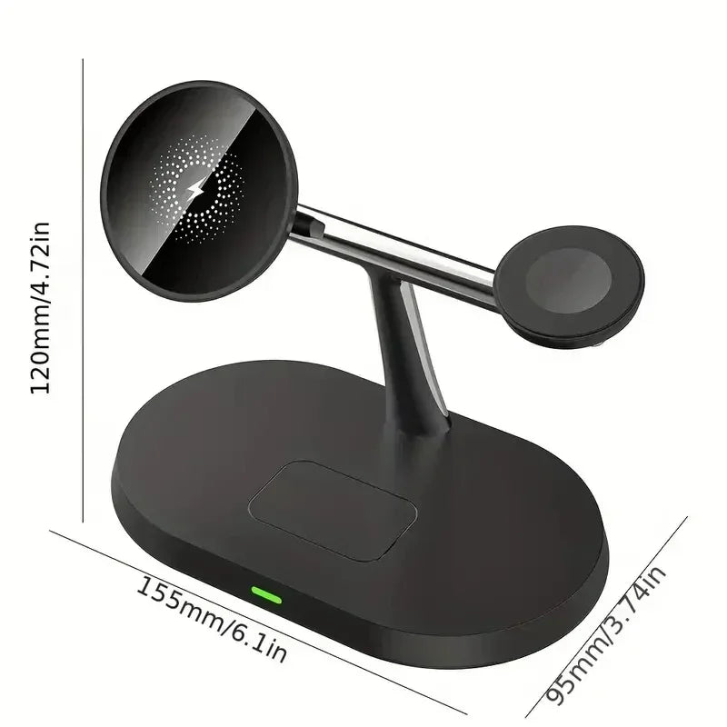 NEW Magnetic Wireless Charger Stand For iPhone 16 15 14 13 12 Pro iWatch 9 8 Airprods 3 In 1  Fast Charging Station