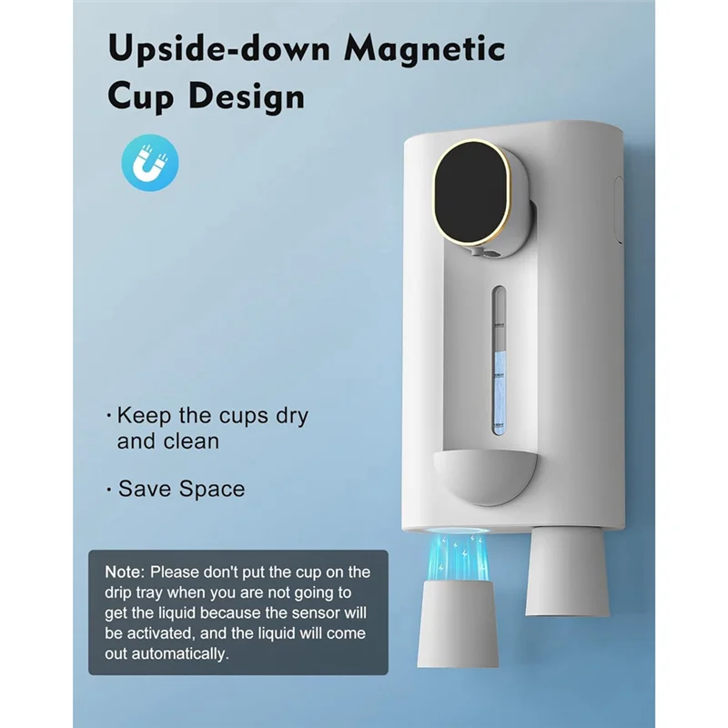 AS63-Mouthwash Dispenser For Bathroom, 18.26 Oz (540Ml) Touchless Auto Mouth Wash Dispenser With Magnetic Cups
