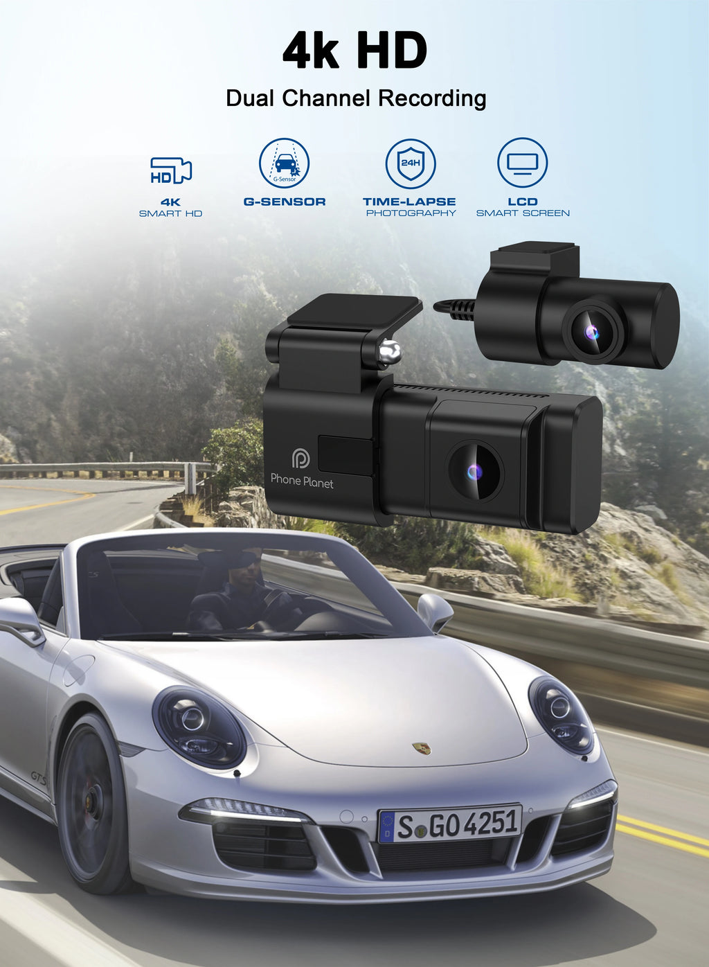 The New Style Dash Cam 4K UHD Recording Car Camera DVR Night Vision Video Recorder WDR G sensor Night Vision Hidden Dashcam