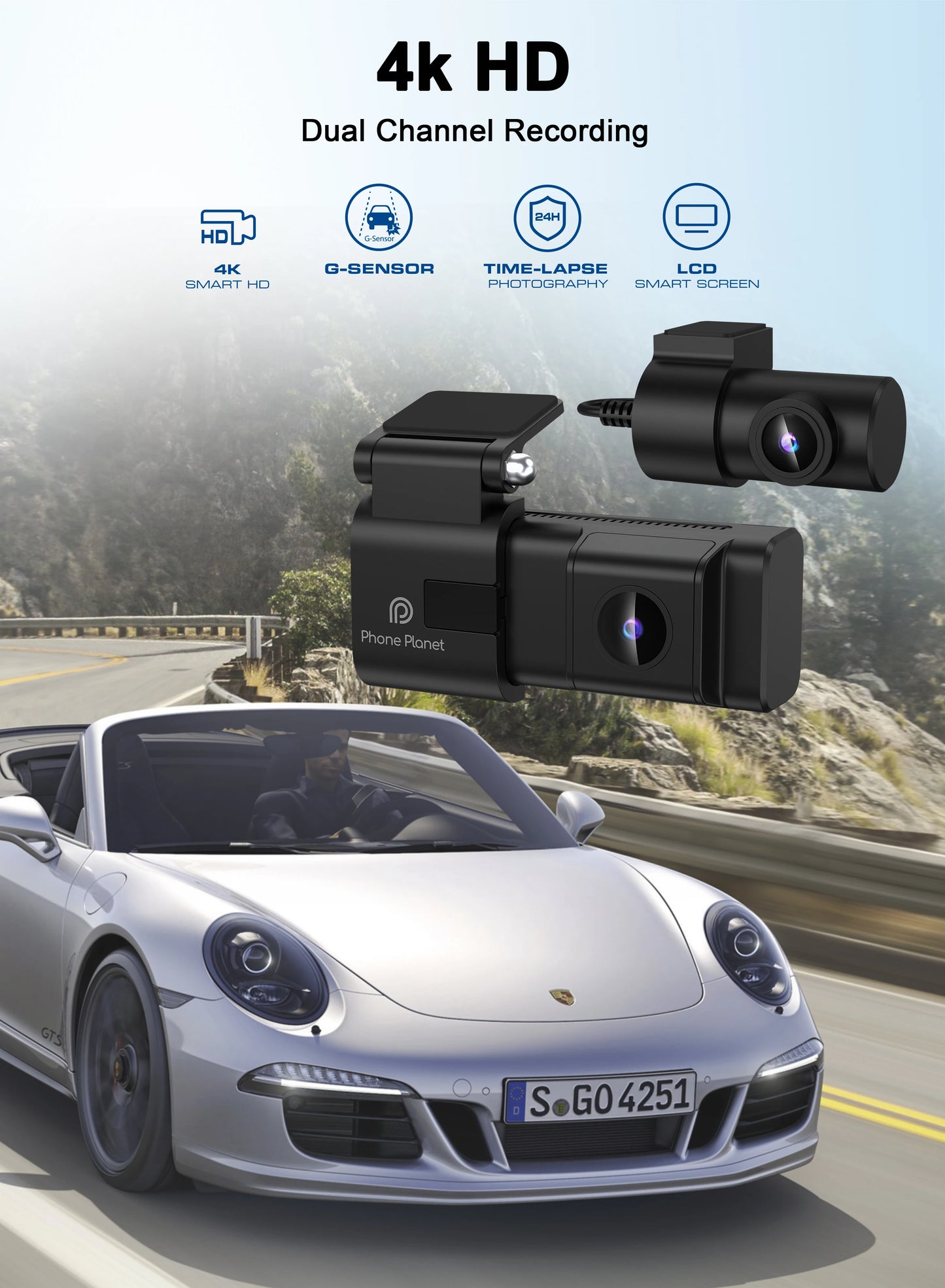 The New Style Dash Cam 4K UHD Recording Car Camera DVR Night Vision Video Recorder WDR G sensor Night Vision Hidden Dashcam