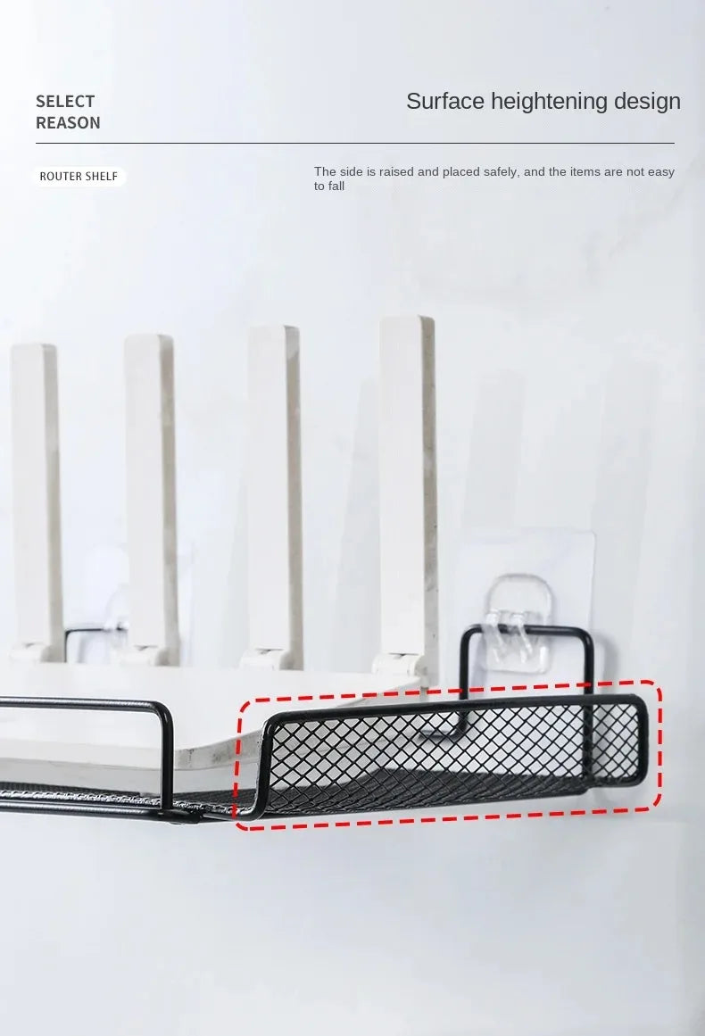 Self-adhesive Shelf Wall-mounted No-drill Storage Box  Kitchen SpiceDrying Rack Shelf for Dish Wall Router Rack TV Set-top Box