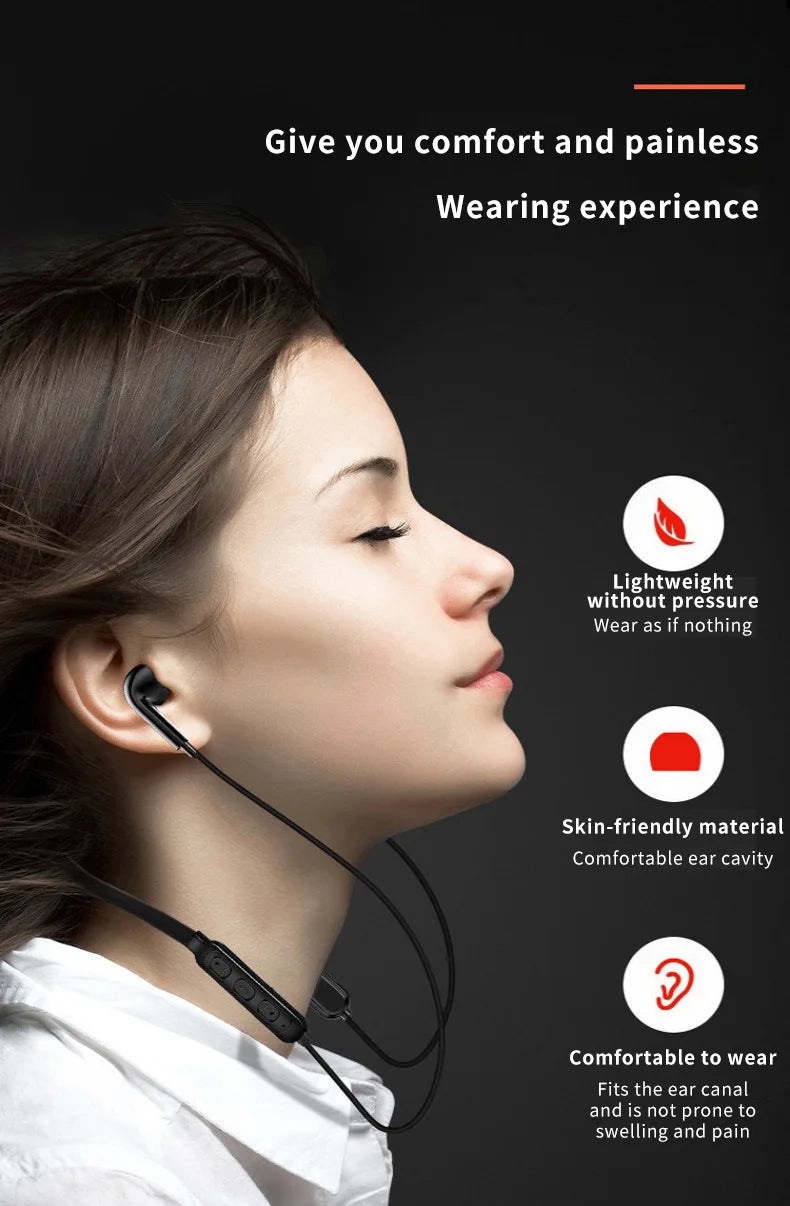 Wireless 9D Bluetooth Headset NeckHanging Stereo Noise Reduction Universal 5.0 Sports Headset Microphone