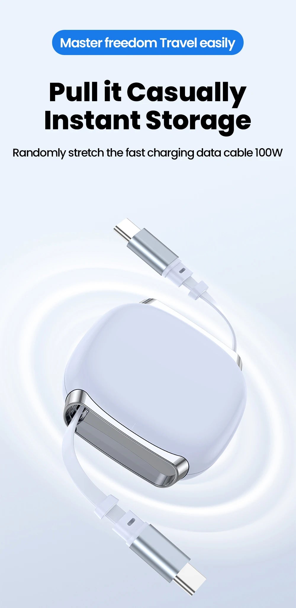 USB C to USB C Cable 100W for iPhone 16 15 Plus Pro Max Retractable Cable For MacBook iPad Fast Charger Cable Charger Data Wire