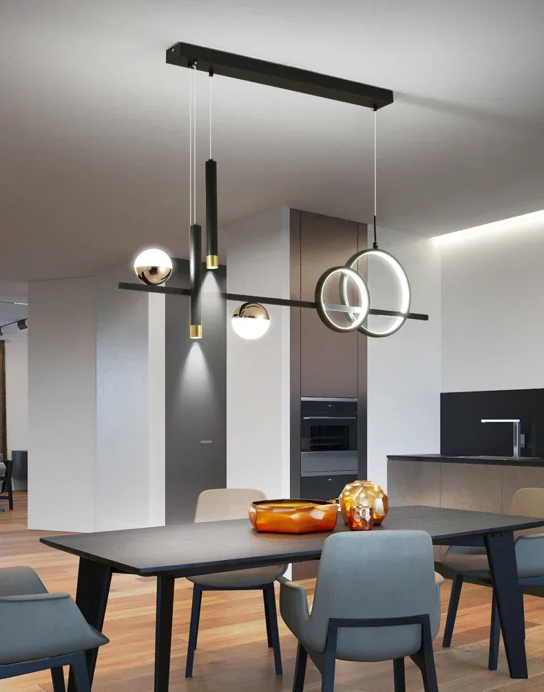 Modern Minimalist Led Pendant Lights with Remote Control Spot Lamp for Kitchen Table Dining Room Office Chandelier Decor Fixture