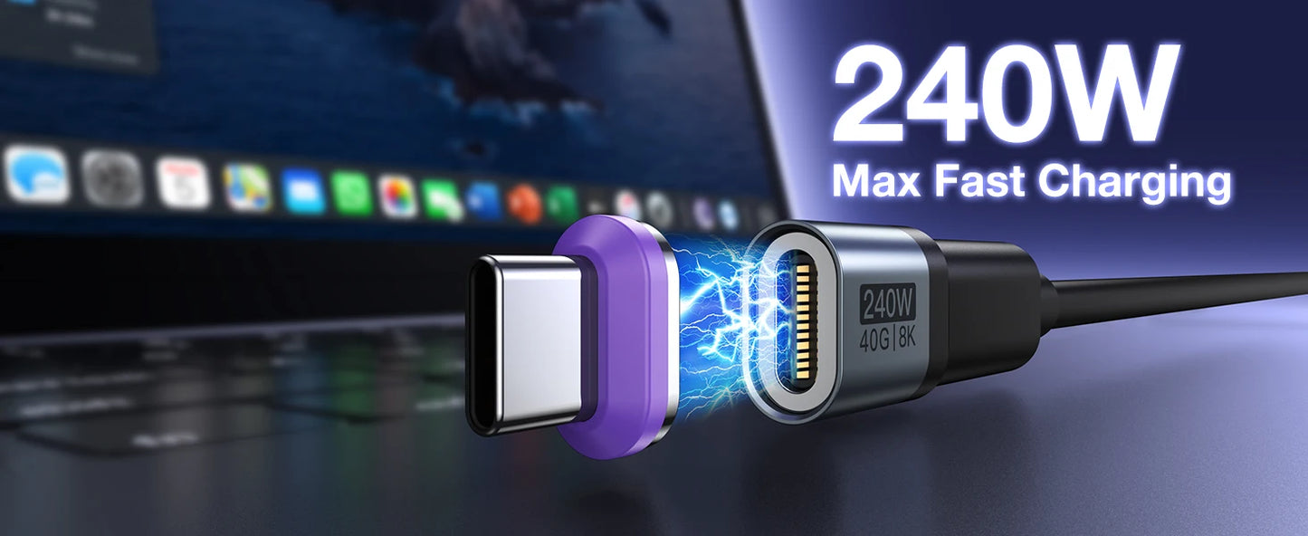 AUFU 5/10/20PCS 240W Magnetic Type C Adapter Fast Charging USB4 Connector 40Gbps 8K60Hz for Thunderbolt 4 3 iPhone 17 16 Macbook