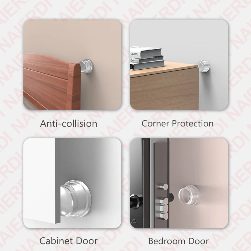 NAIERDI Wall Protector Silicone Door Stopper Self-Adhesive Nail-Free Door Stops Anti-Collision Door Holder Hardware