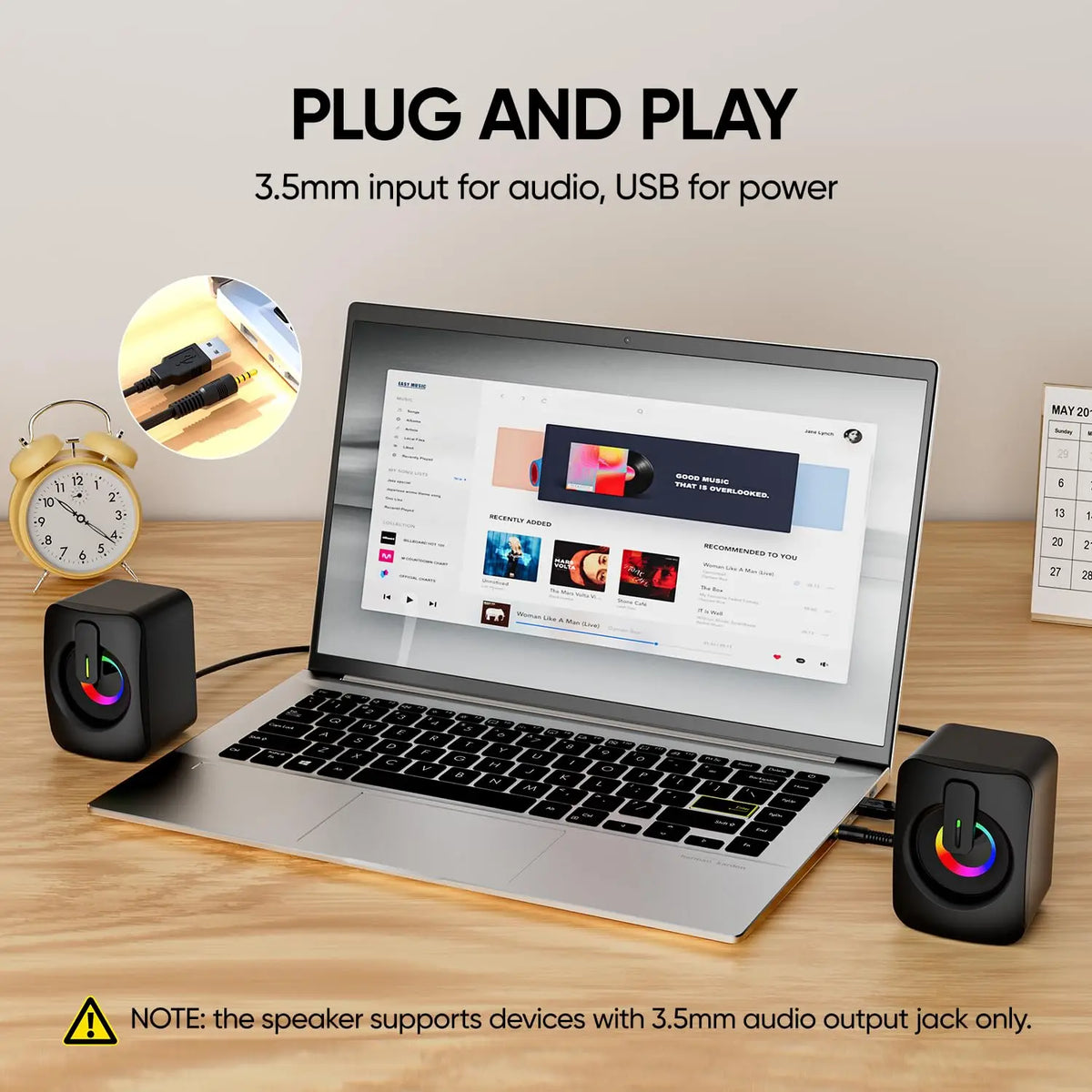 Suitable for Macbook desktop laptop speakers, computer speakers with microphone, stereo 3.5mm AUX home office computer speakers