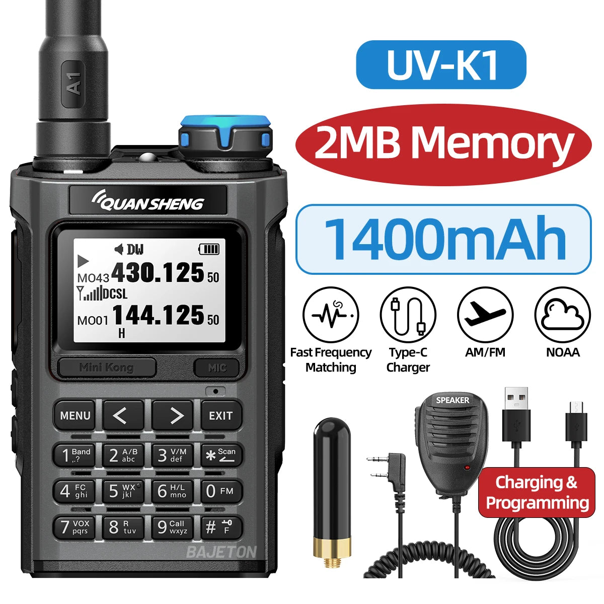 Quansheng UV-K1 L Mini Walkie Talkie Multi Band  Transceiver Wireless Copy Frequency AM FM NOAA Upgrade UV-K5 (8) UV-K6