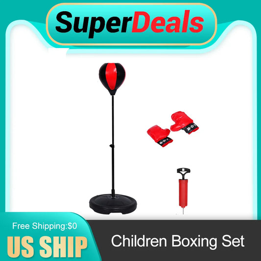 Children Boxing Set Kids Boxing Ball Adjustable Height Kids Punching Ball Bag Speed Boxing Sports Set Fighting Game With Gloves