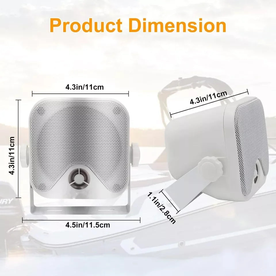 Herdio 4 Inch Waterproof Bluetooth Marine Speakers (2 Pack) - Surface Mount Heavy Duty Audio for Boats, Golf Carts, ATV, UTV,