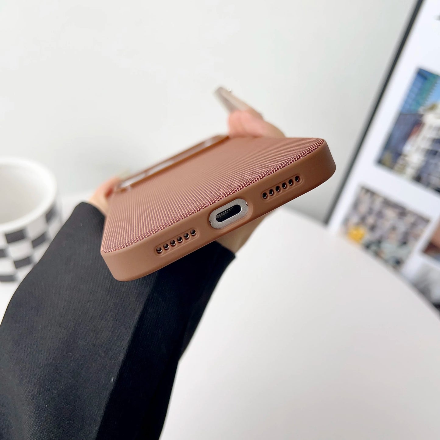 Luxury Tech Woven Magnetic Wireless Charge Phone Case for iPhone 17 Air 16 15 14 13 Pro Max For Magsafe TechWoven Texture Cover