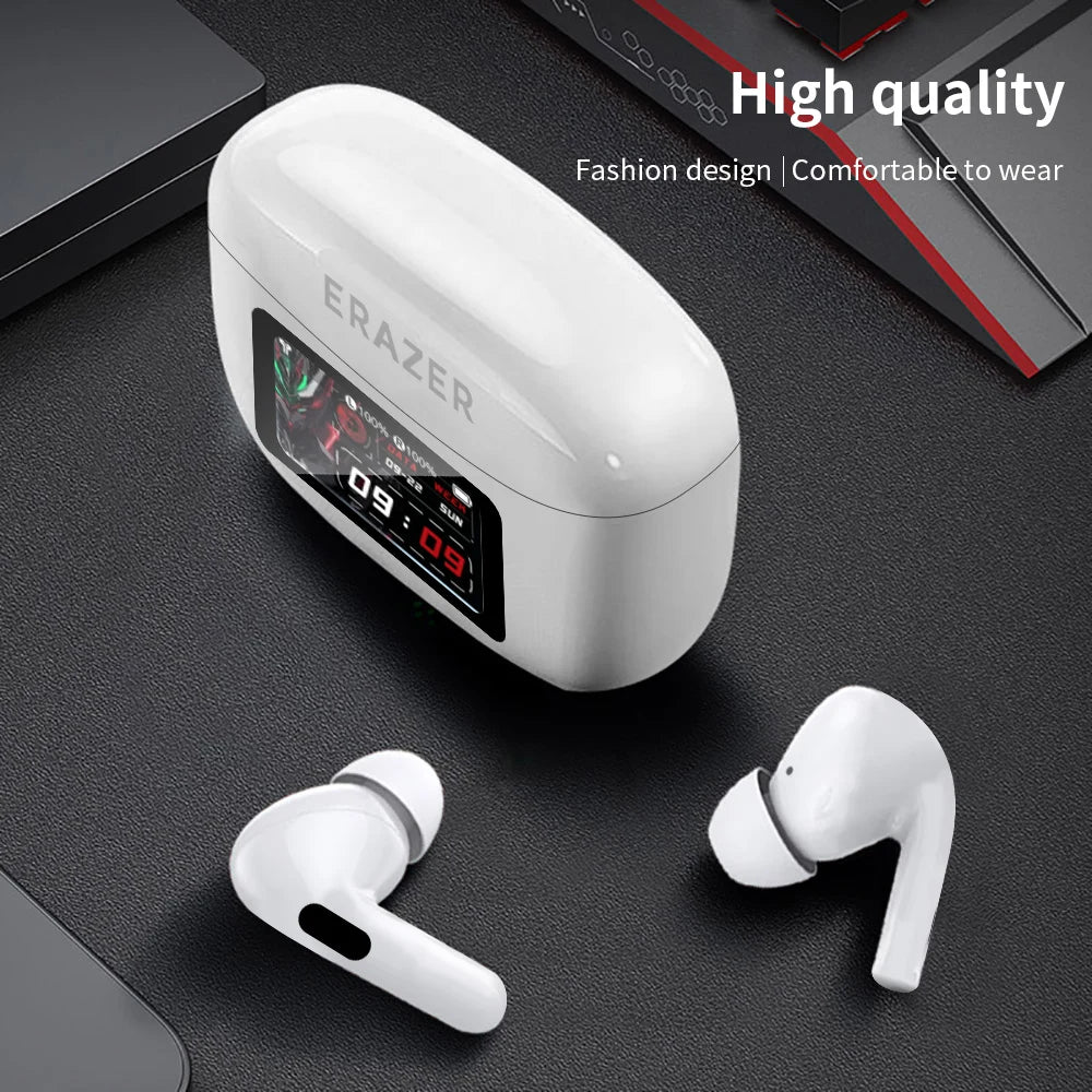 ERAZER AI Translation Wireless Ear Buds Real Time Earphone with Touch LCD Screen EarBuds with 144 Translate Languages HD Call