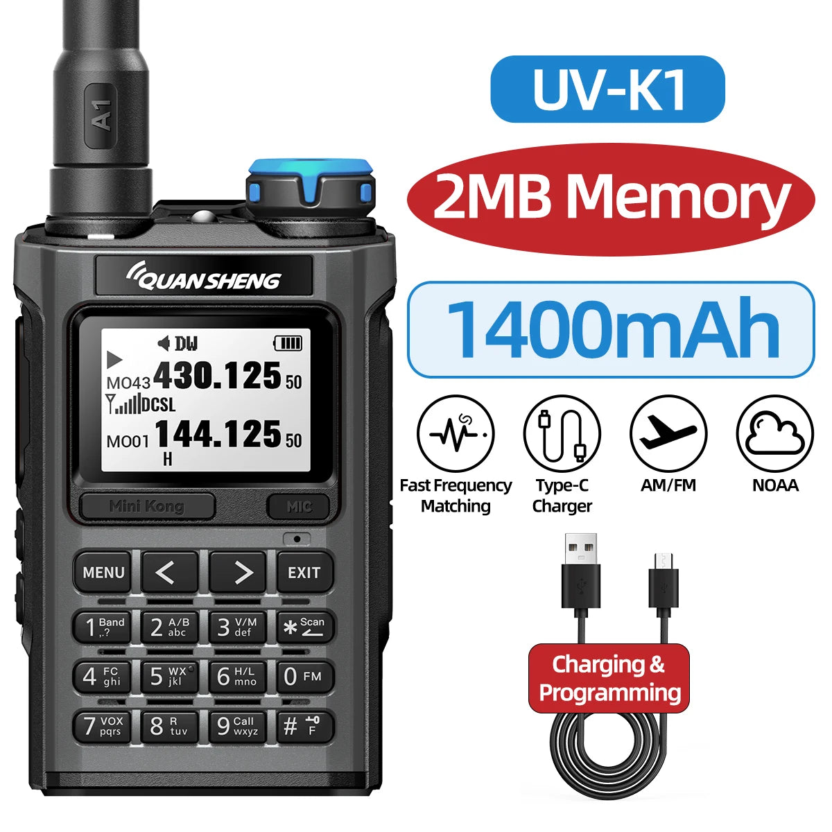 Quansheng UV-K1 L Mini Walkie Talkie Multi Band  Transceiver Wireless Copy Frequency AM FM NOAA Upgrade UV-K5 (8) UV-K6