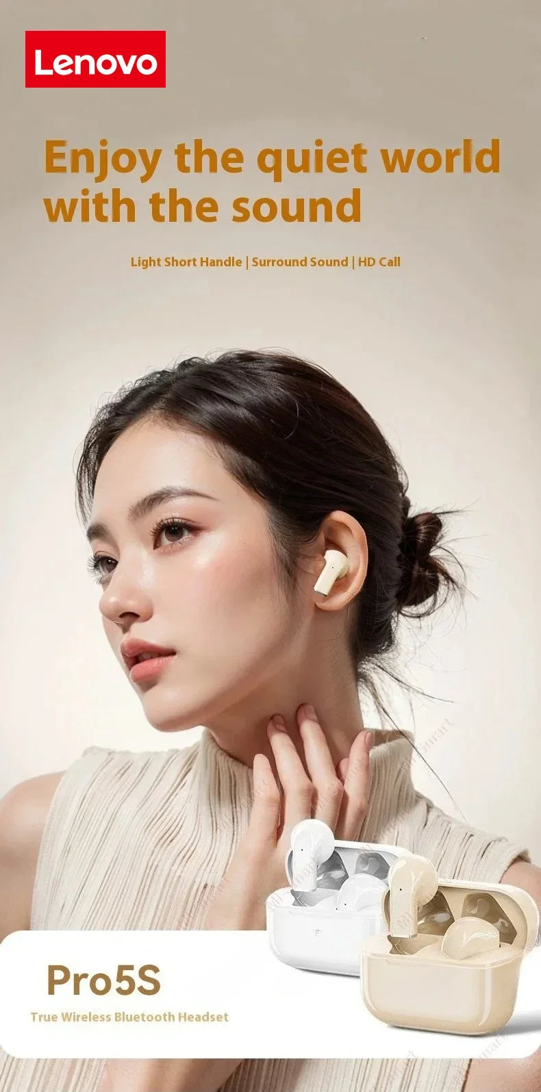 Lenovo Headphones Extended Battery Life for Sports Bluetooth Earbuds Wireless Earphones Long-Lasting with Noise Cancellation