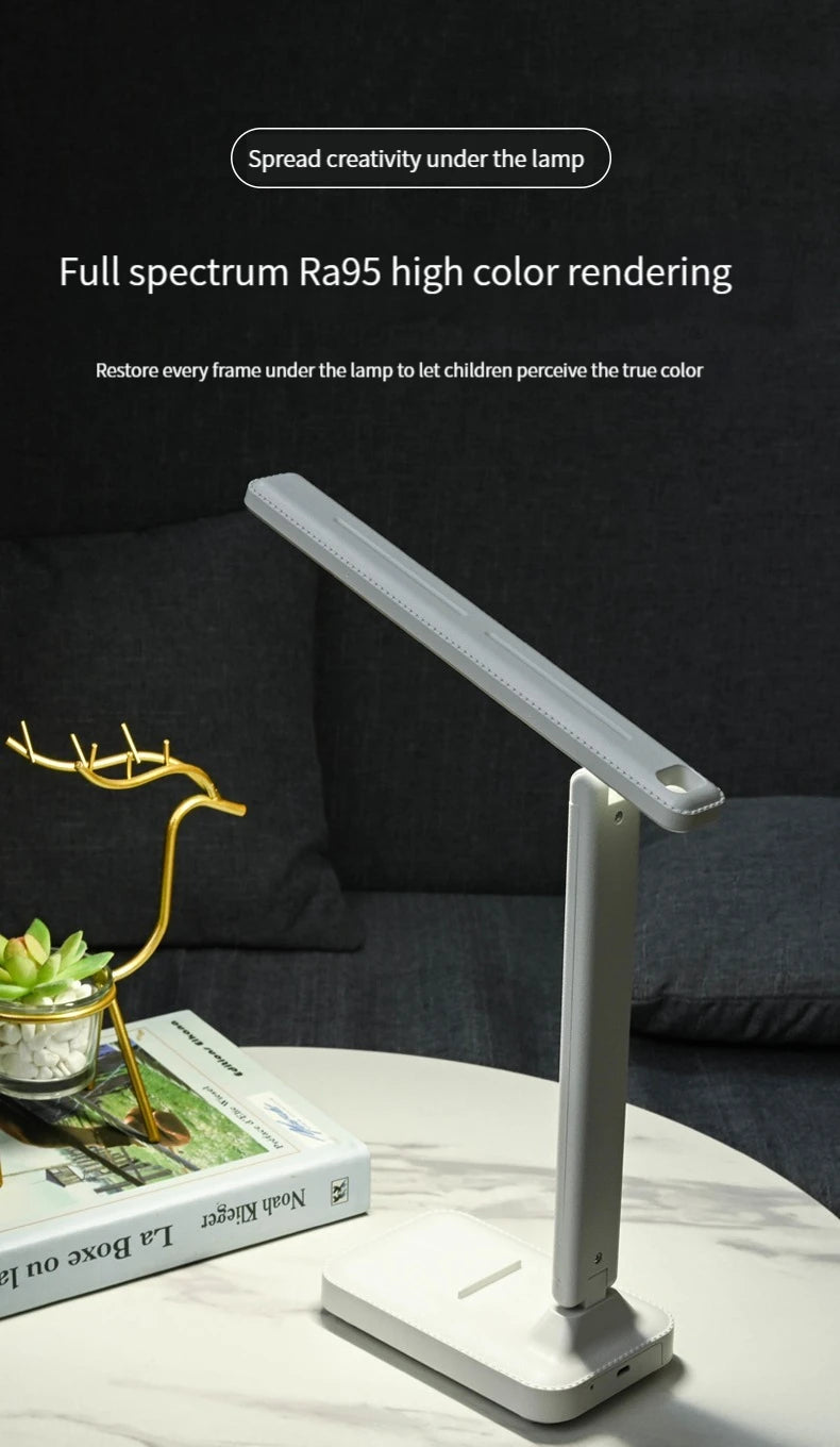 Foldable eye protection desk lamp, supports three-speed dimming, supports USB charging and plug-in two styles, and has learning