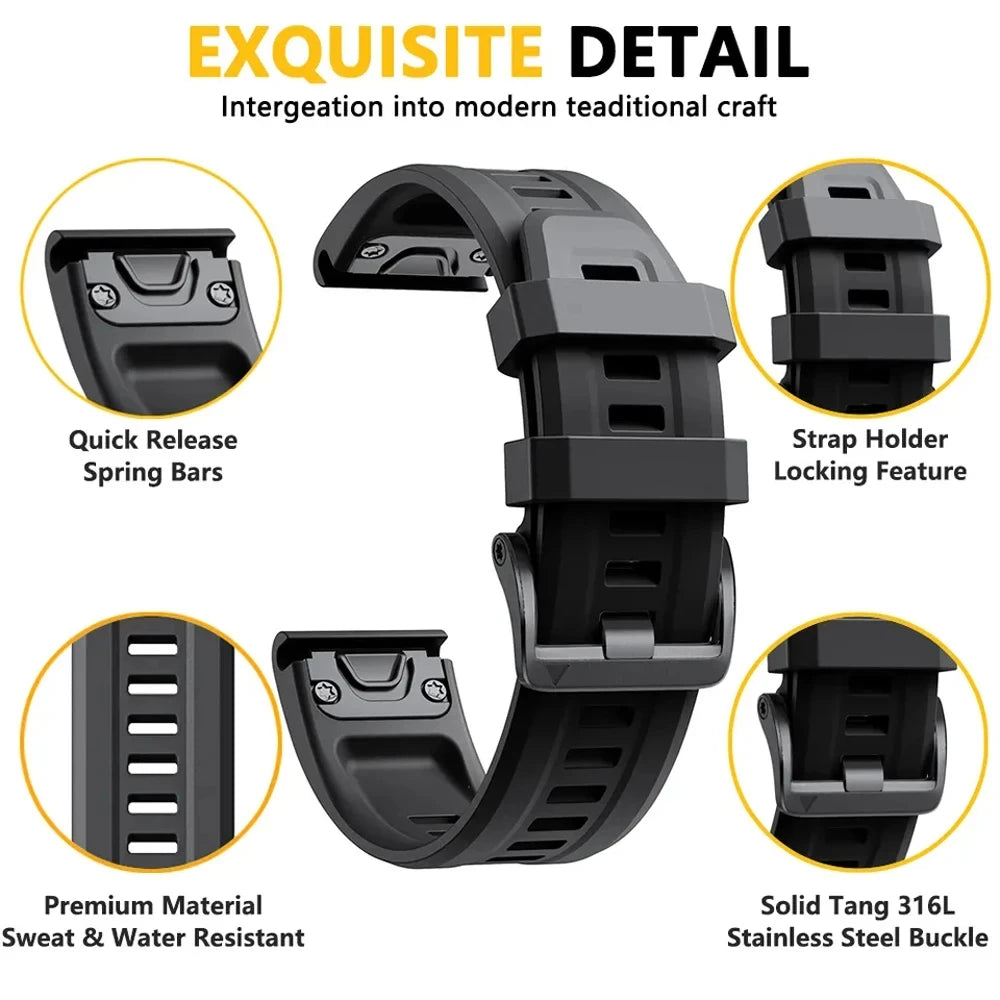 QuickFit 26 22mm Silicone Sport Watch Band for Garmin Fenix 7 7X PRO 6 6X GPS 5 5X Plus 3 HR Epix Pro instinct 2X Strap Bracelet