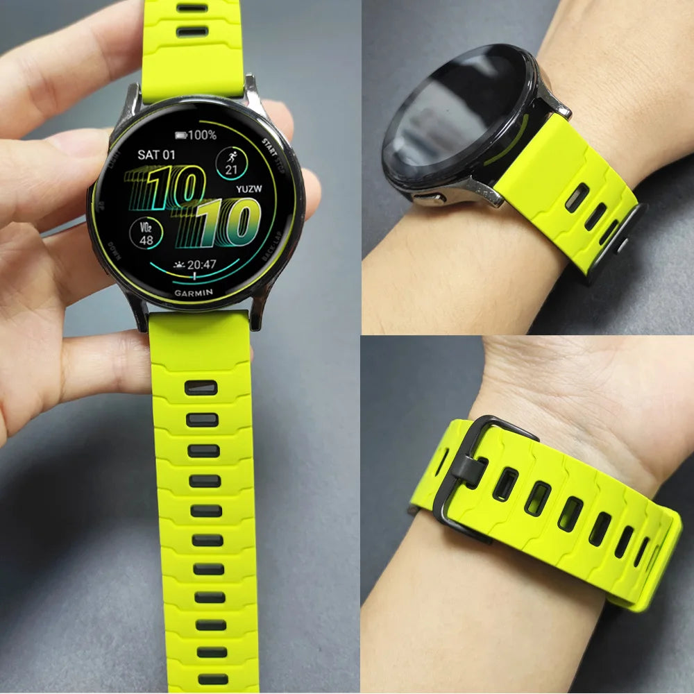 22mm Two-Tone Silicone Band Quick Release Strap For Garmin Forerunner 570 47MM 265 255 Music/Venu 4 3 2 45MM Sport Bracelet Belt